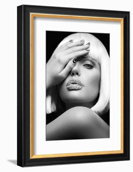 Diamond Lips BW-Design Fabrikken-Framed Photographic Print