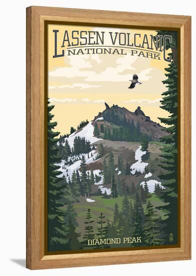 Diamond Peak - Lassen Volcanic National Park, CA-Lantern Press-Framed Stretched Canvas