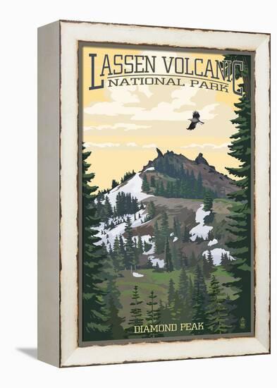 Diamond Peak - Lassen Volcanic National Park, CA-Lantern Press-Framed Stretched Canvas