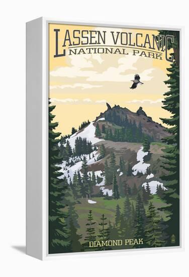 Diamond Peak - Lassen Volcanic National Park, CA-Lantern Press-Framed Stretched Canvas