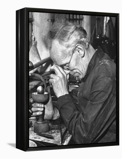 Diamond Setter Putting Stones into "Dops" for the Polishers-Hans Wild-Framed Premier Image Canvas