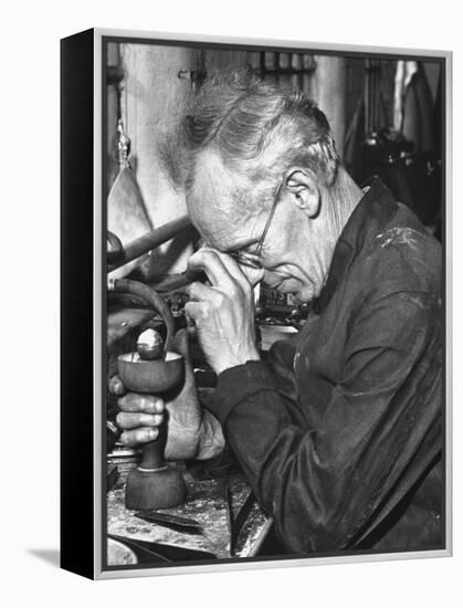 Diamond Setter Putting Stones into "Dops" for the Polishers-Hans Wild-Framed Premier Image Canvas
