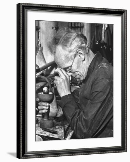 Diamond Setter Putting Stones into "Dops" for the Polishers-Hans Wild-Framed Premium Photographic Print