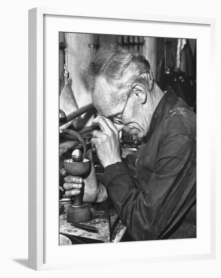 Diamond Setter Putting Stones into "Dops" for the Polishers-Hans Wild-Framed Premium Photographic Print