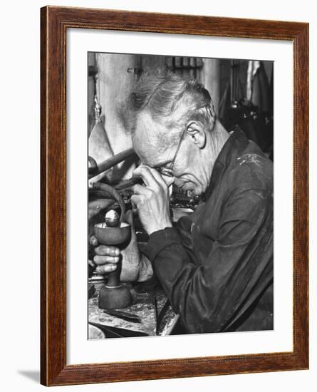 Diamond Setter Putting Stones into "Dops" for the Polishers-Hans Wild-Framed Premium Photographic Print