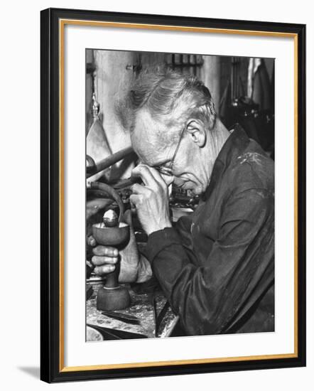Diamond Setter Putting Stones into "Dops" for the Polishers-Hans Wild-Framed Premium Photographic Print