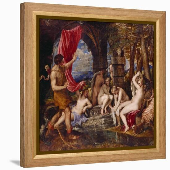 Diana and Aktaeon-Tizian Tiziano Vecellio-Framed Premier Image Canvas