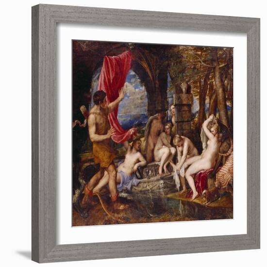 Diana and Aktaeon-Tizian Tiziano Vecellio-Framed Giclee Print