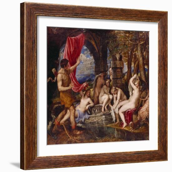 Diana and Aktaeon-Tizian Tiziano Vecellio-Framed Giclee Print