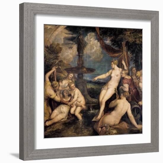 Diana and Callisto-Titian (Tiziano Vecelli)-Framed Art Print