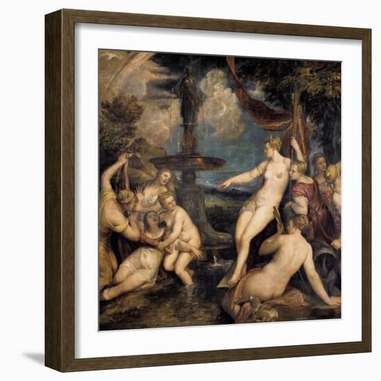 Diana and Callisto-Titian (Tiziano Vecelli)-Framed Art Print