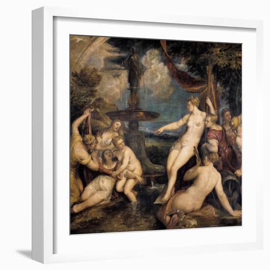 Diana and Callisto-Titian (Tiziano Vecelli)-Framed Art Print