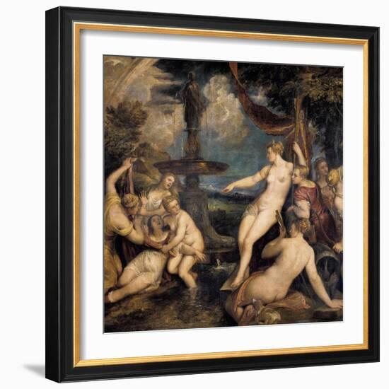 Diana and Callisto-Titian (Tiziano Vecelli)-Framed Art Print
