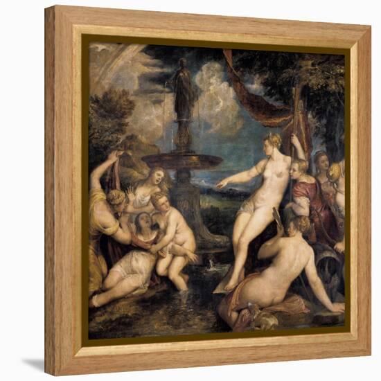 Diana and Callisto-Titian (Tiziano Vecelli)-Framed Stretched Canvas