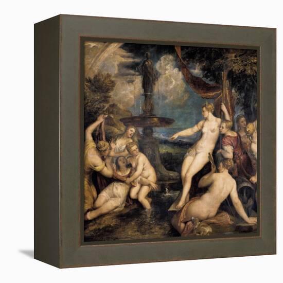 Diana and Callisto-Titian (Tiziano Vecelli)-Framed Stretched Canvas