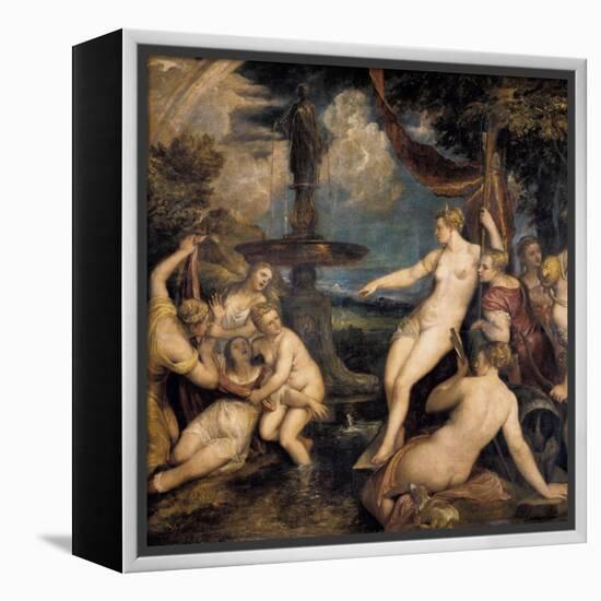 Diana and Callisto-Titian (Tiziano Vecelli)-Framed Stretched Canvas