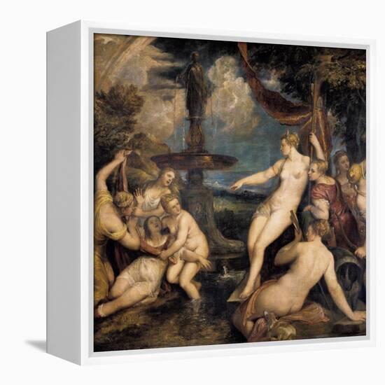 Diana and Callisto-Titian (Tiziano Vecelli)-Framed Stretched Canvas