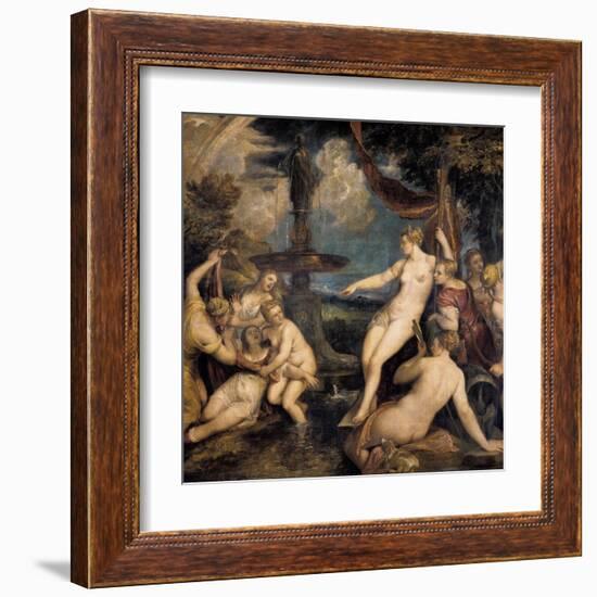 Diana and Callisto-Titian (Tiziano Vecelli)-Framed Art Print