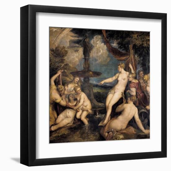 Diana and Callisto-Titian (Tiziano Vecelli)-Framed Art Print