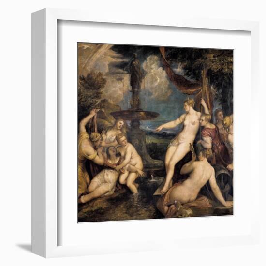 Diana and Callisto-Titian (Tiziano Vecelli)-Framed Art Print