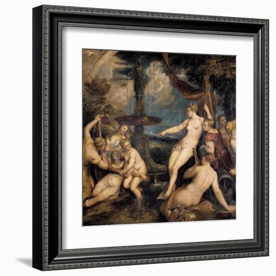 Diana and Callisto-Titian (Tiziano Vecelli)-Framed Art Print