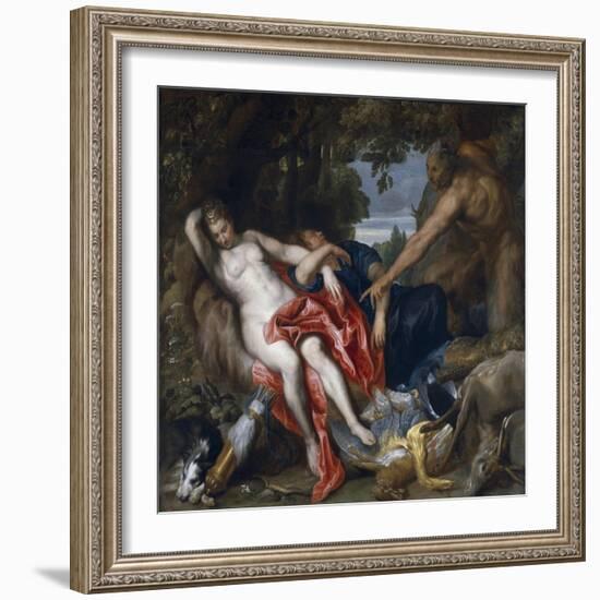 Diana and Her Nymph Surprised by Satyr-Sir Anthony Van Dyck-Framed Giclee Print
