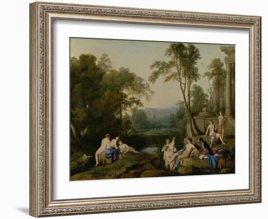 Diana and Her Nymphs in a Landscape, 1644-Laurent de La Hire or La Hyre-Framed Giclee Print