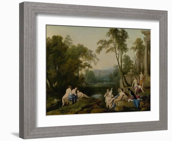 Diana and Her Nymphs in a Landscape, 1644-Laurent de La Hire or La Hyre-Framed Giclee Print