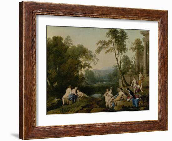 Diana and Her Nymphs in a Landscape, 1644-Laurent de La Hire or La Hyre-Framed Giclee Print