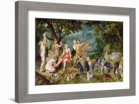 Diana and Her Nymphs Preparing to Leave For the Hunt-Jan Brueghel the Elder-Framed Giclee Print