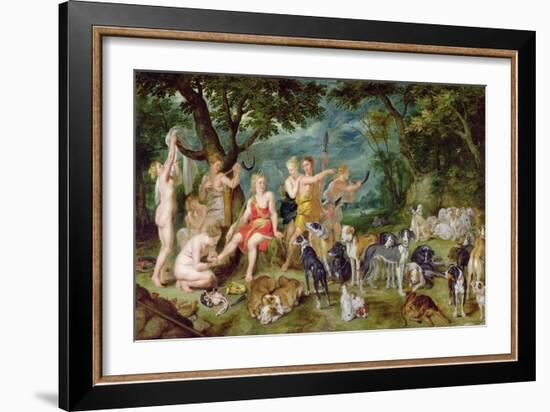 Diana and Her Nymphs Preparing to Leave For the Hunt-Jan Brueghel the Elder-Framed Giclee Print