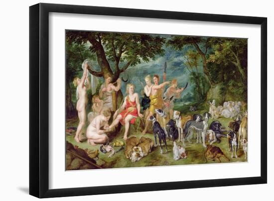 Diana and Her Nymphs Preparing to Leave For the Hunt-Jan Brueghel the Elder-Framed Giclee Print