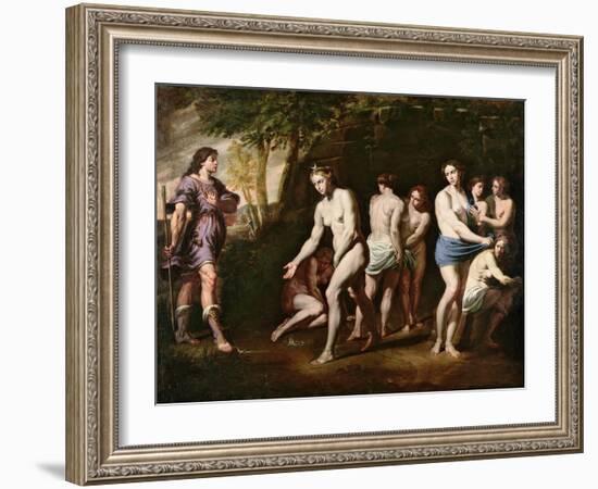 Diana and Her Nymphs Surprised by Actaeon-Andrea Vaccaro-Framed Giclee Print