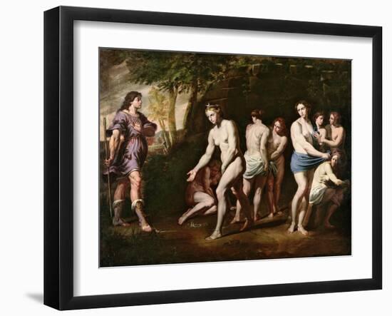 Diana and Her Nymphs Surprised by Actaeon-Andrea Vaccaro-Framed Giclee Print