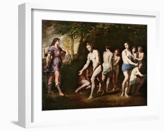 Diana and Her Nymphs Surprised by Actaeon-Andrea Vaccaro-Framed Giclee Print