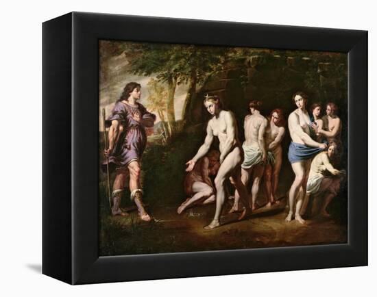 Diana and Her Nymphs Surprised by Actaeon-Andrea Vaccaro-Framed Premier Image Canvas