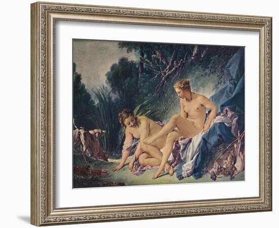 'Diana Leaving the Bath with One of Her Companions', 1742, (1911)-Francois Boucher-Framed Giclee Print