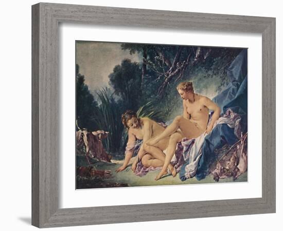 'Diana Leaving the Bath with One of Her Companions', 1742, (1911)-Francois Boucher-Framed Giclee Print