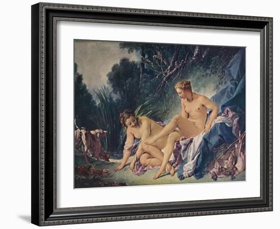 'Diana Leaving the Bath with One of Her Companions', 1742, (1911)-Francois Boucher-Framed Giclee Print