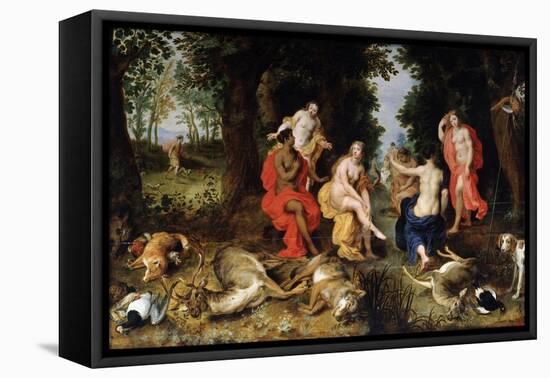 Diana's Rest on the Hunt, Late 16th or Early 17th Century-Jan Brueghel the Elder-Framed Premier Image Canvas