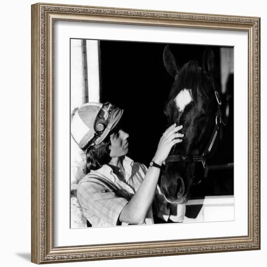 Diane Crump, the First Woman to Ride in the Kentucky Derby, with Her Horse Fathom, 1970-null-Framed Photo