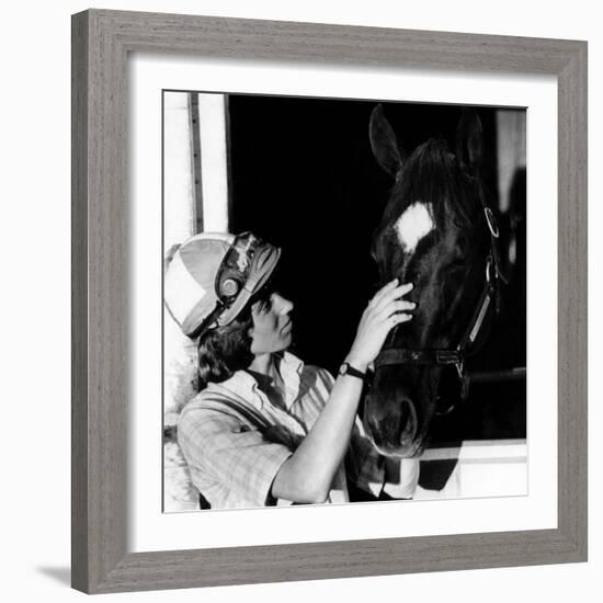 Diane Crump, the First Woman to Ride in the Kentucky Derby, with Her Horse Fathom, 1970-null-Framed Photo