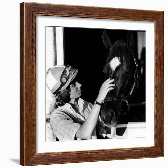 Diane Crump, the First Woman to Ride in the Kentucky Derby, with Her Horse Fathom, 1970-null-Framed Photo