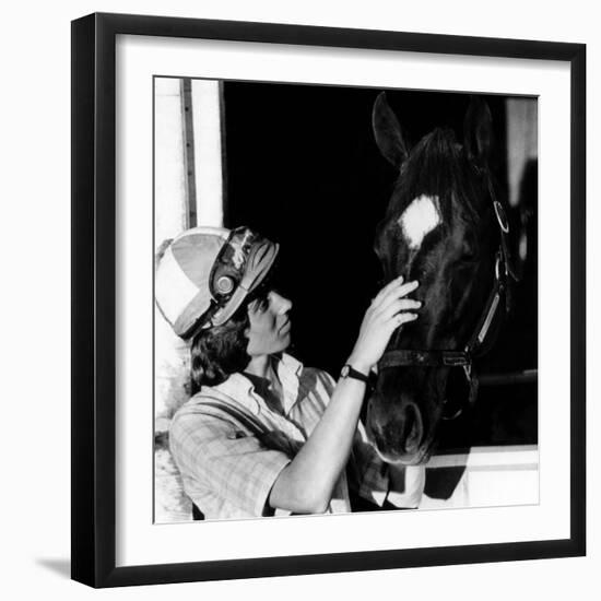 Diane Crump, the First Woman to Ride in the Kentucky Derby, with Her Horse Fathom, 1970-null-Framed Photo