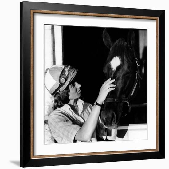 Diane Crump, the First Woman to Ride in the Kentucky Derby, with Her Horse Fathom, 1970-null-Framed Photo