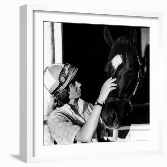 Diane Crump, the First Woman to Ride in the Kentucky Derby, with Her Horse Fathom, 1970-null-Framed Photo