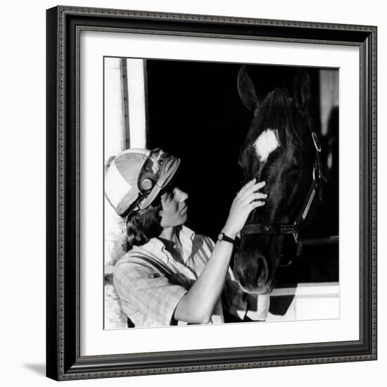 Diane Crump, the First Woman to Ride in the Kentucky Derby, with Her Horse Fathom, 1970-null-Framed Photo