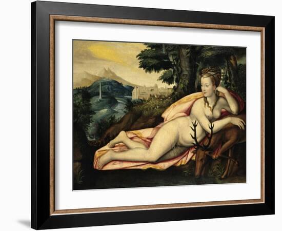 Diane De Poitiers as Diana, Ca. 1630-Jacques Callot-Framed Art Print