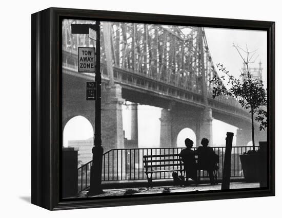 Diane Keaton and Woody Allen MANHATTAN, 1979 directed by Woody Allen (b/w photo)-null-Framed Stretched Canvas