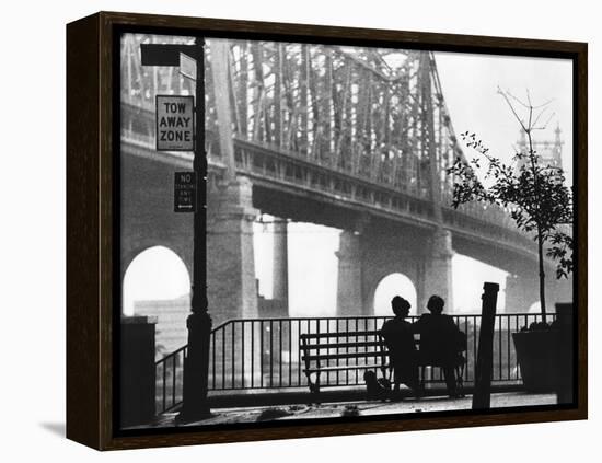 Diane Keaton and Woody Allen MANHATTAN, 1979 directed by Woody Allen (b/w photo)-null-Framed Stretched Canvas